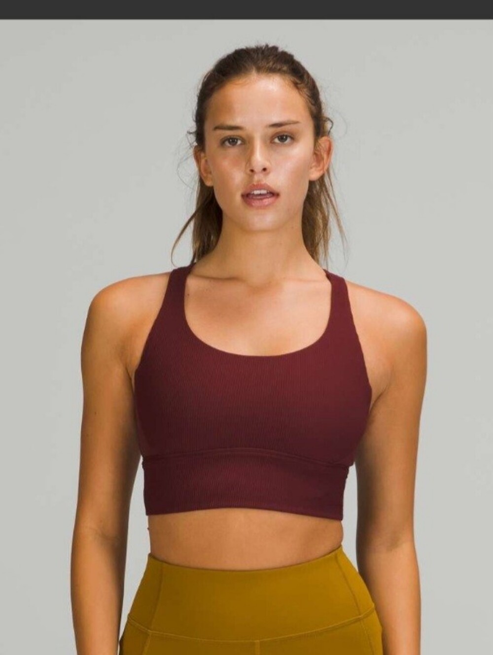 Lululemon Energy Bra Longline Ribbed *Medium Support, B–D Cups Red merlot